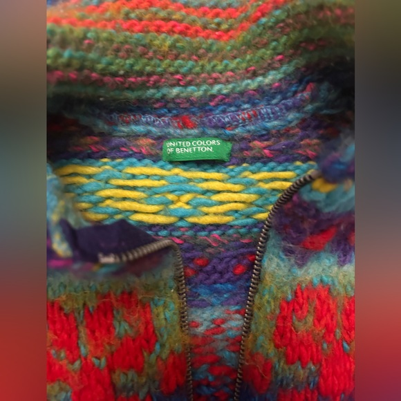 United Colors Of Benetton Girls Colorful Knit Sweater Jacket Size M - 7 - Picture 6 of 9